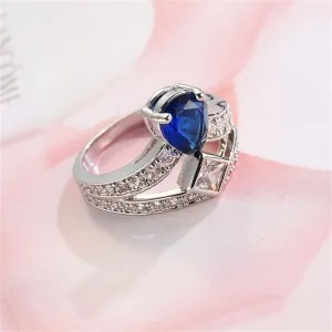 Cubic Zirconia & Navy Crystal Pear Ring