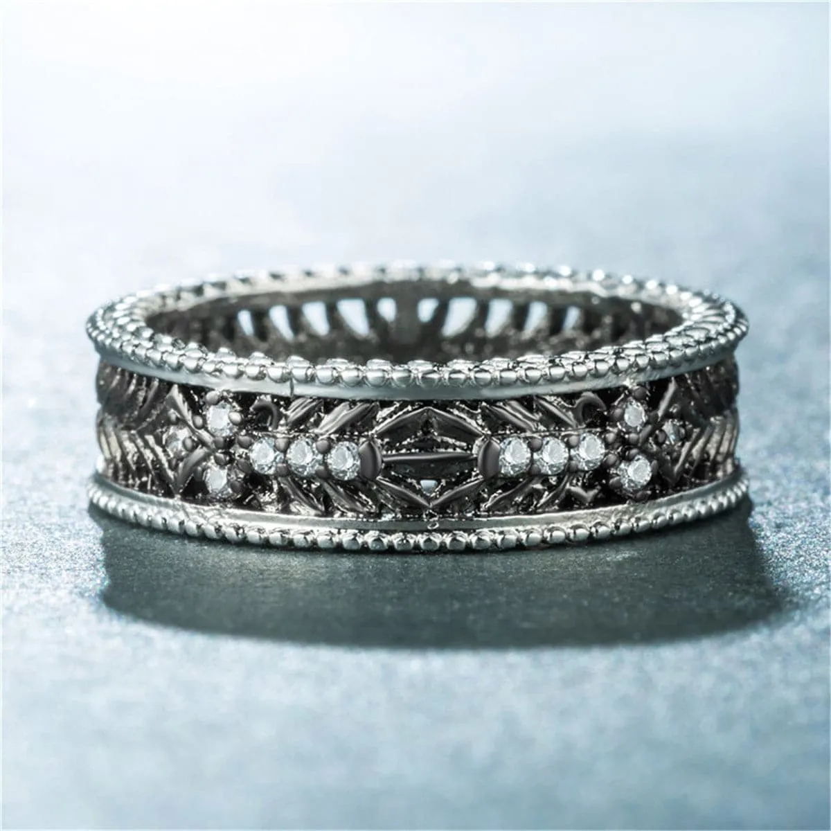 Cubic Zirconia & Two Tone Openwork Band