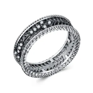 Cubic Zirconia & Two Tone Openwork Band