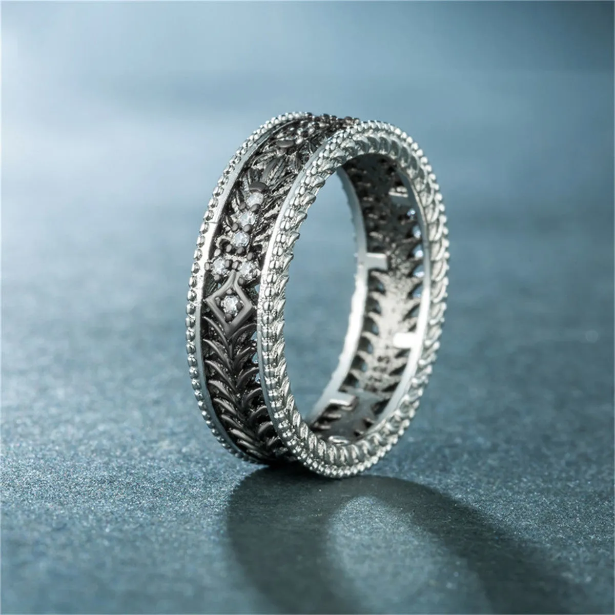 Cubic Zirconia & Two Tone Openwork Band