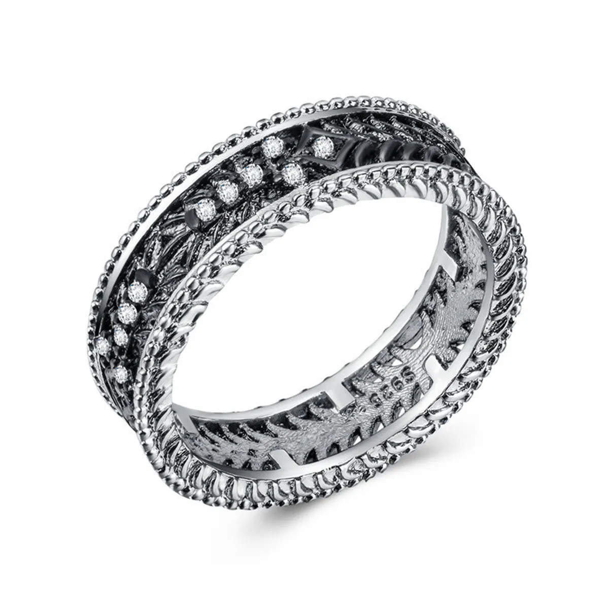 Cubic Zirconia & Two Tone Openwork Band