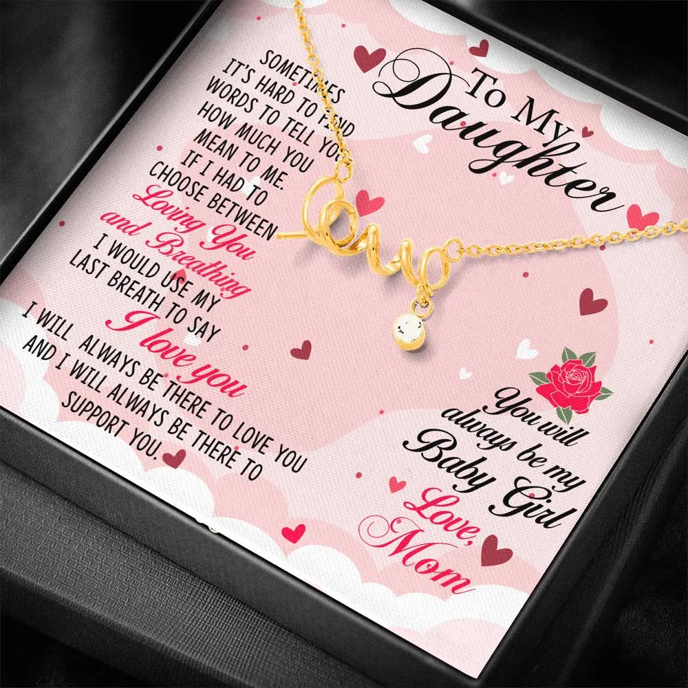 Cursive Love Necklace - From Mom
