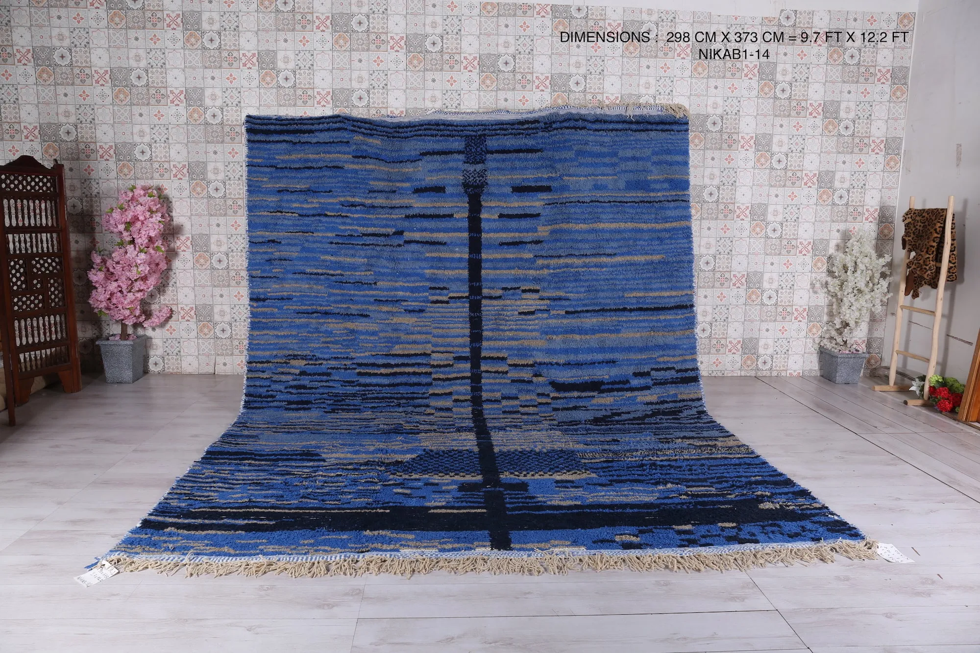 Custom Dark Blue Moroccan rug - Handmade Berber Carpet