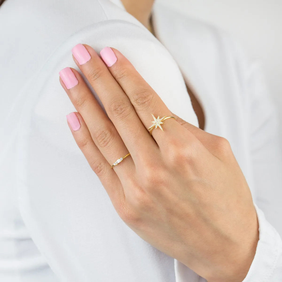 CZ Baguette Dainty Ring