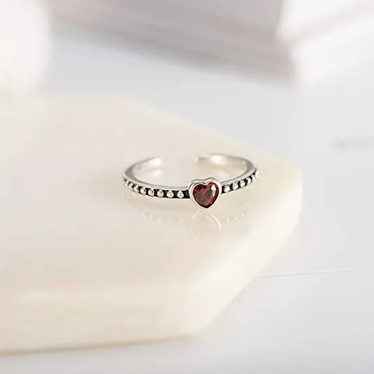CZ Crystal Heart 925 Sterling Silver Ring for Women