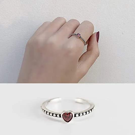 CZ Crystal Heart 925 Sterling Silver Ring for Women