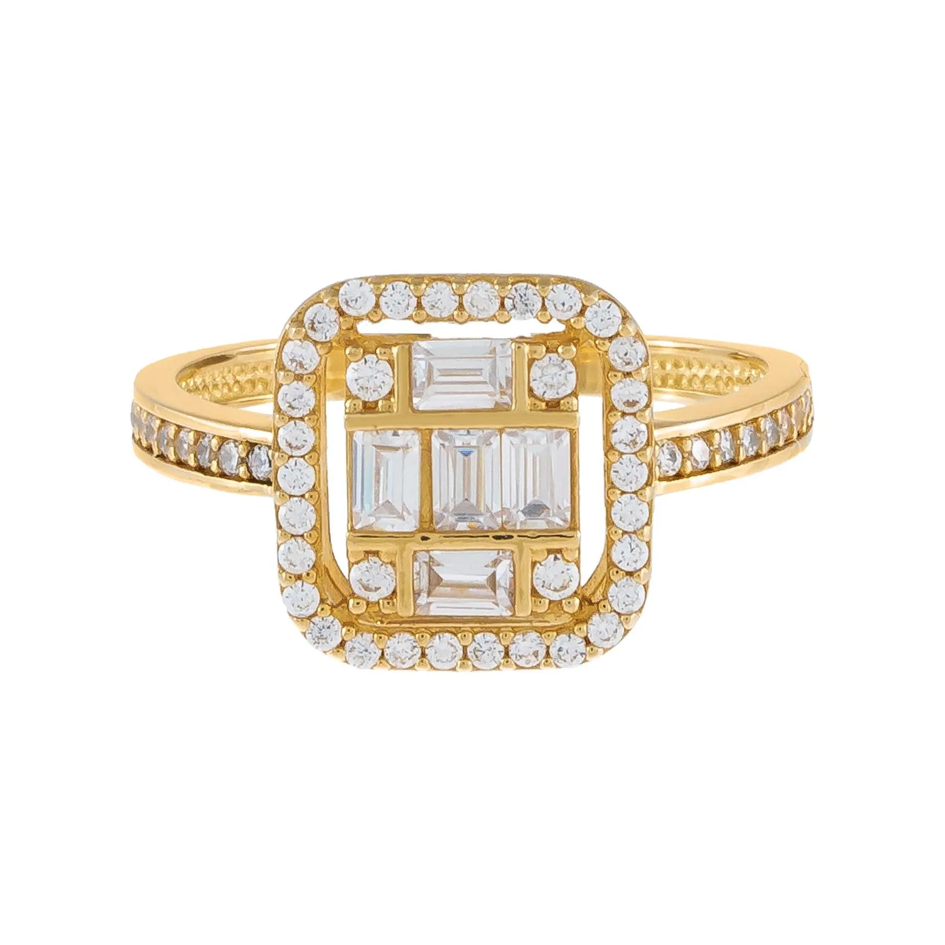 CZ Illusion Baguette Ring 14K