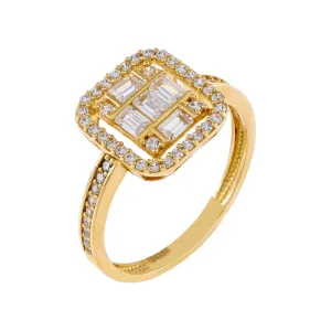 CZ Illusion Baguette Ring 14K
