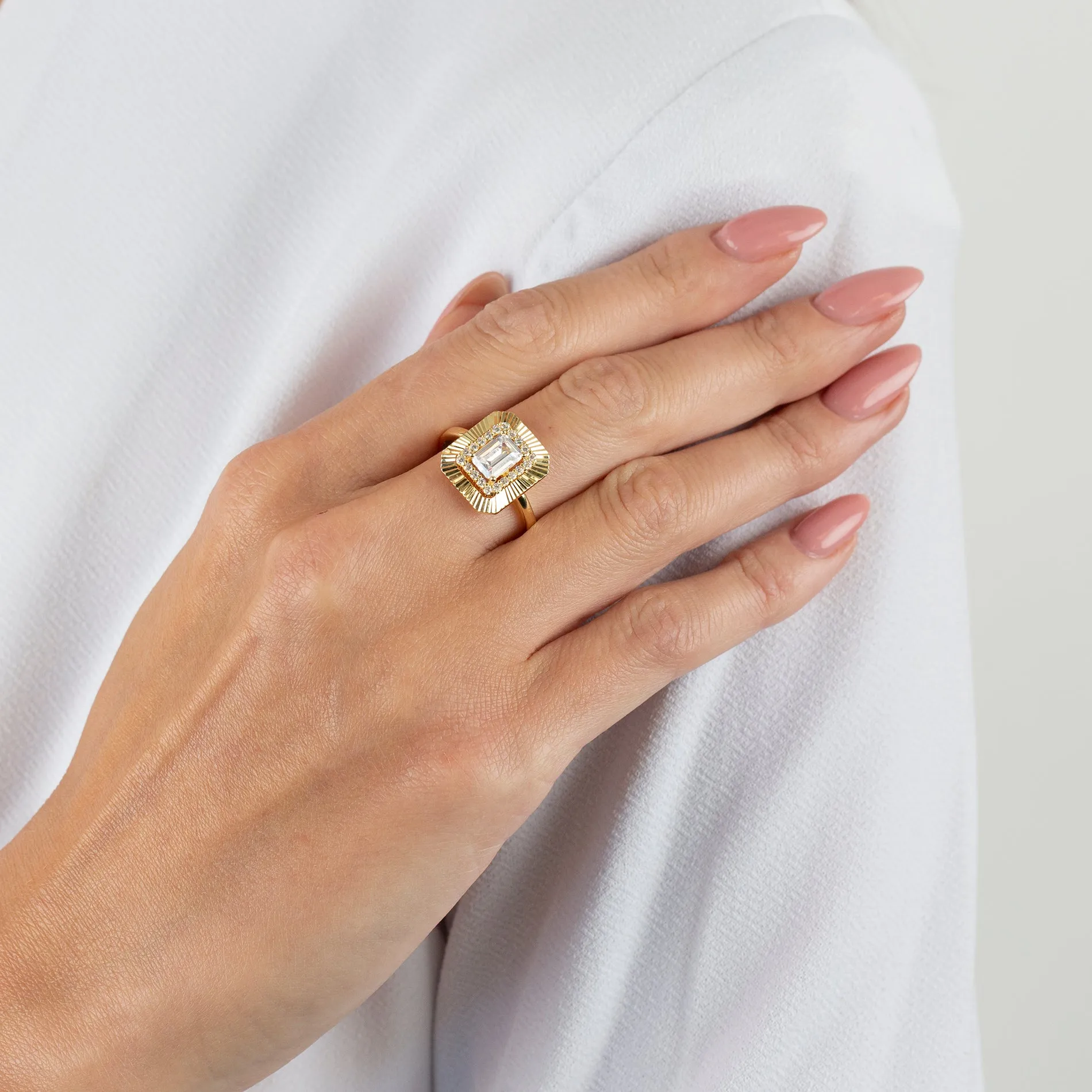 CZ Illusion Baguette Ring
