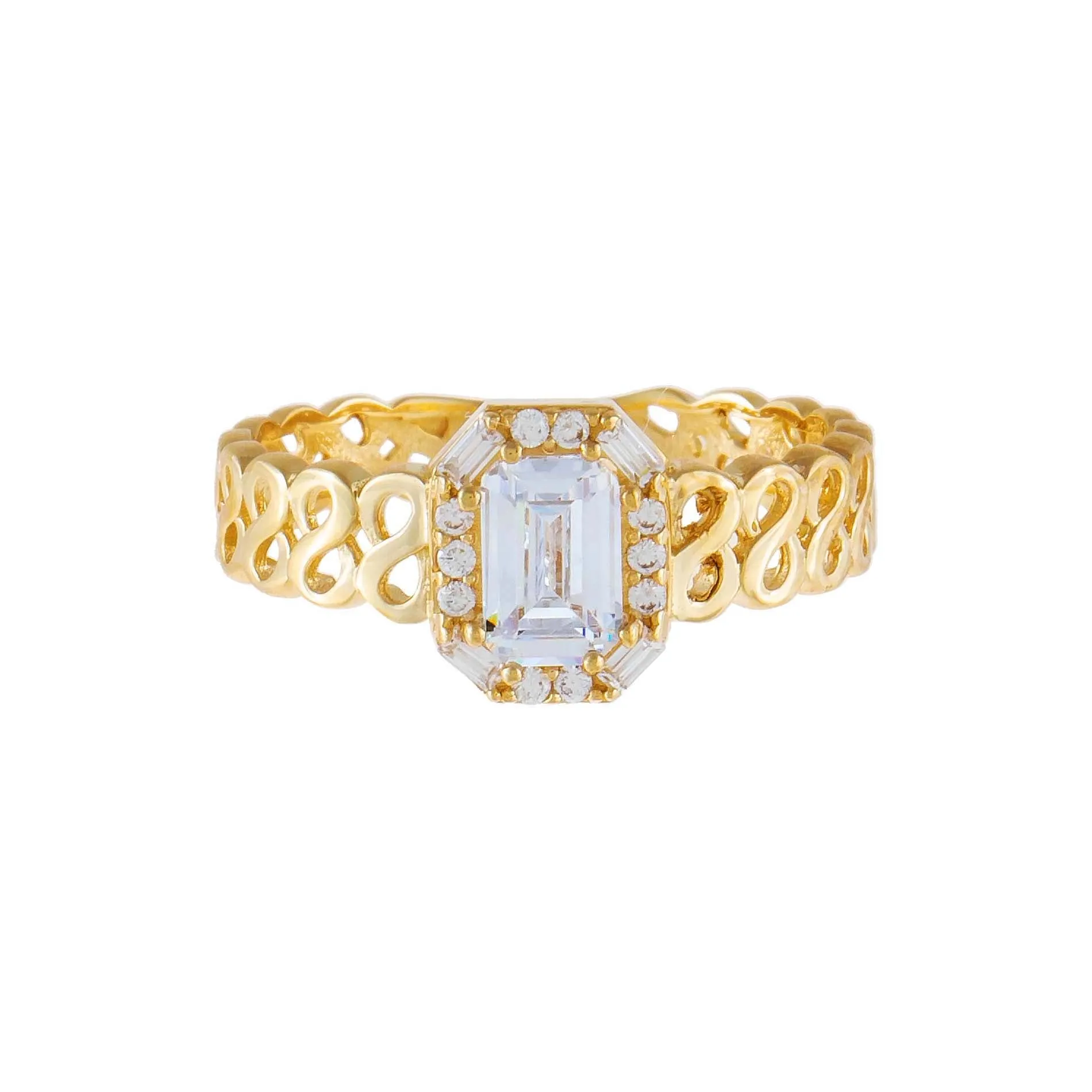 CZ Mini Baguette Ring 14K