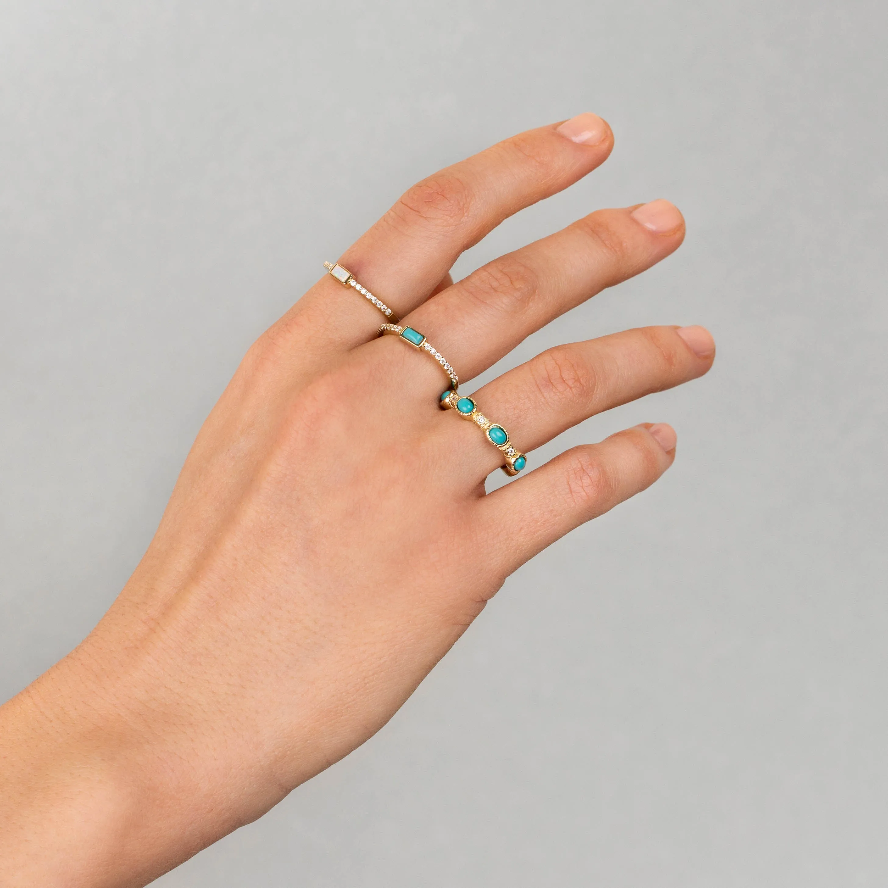 CZ Opal Baguette Ring