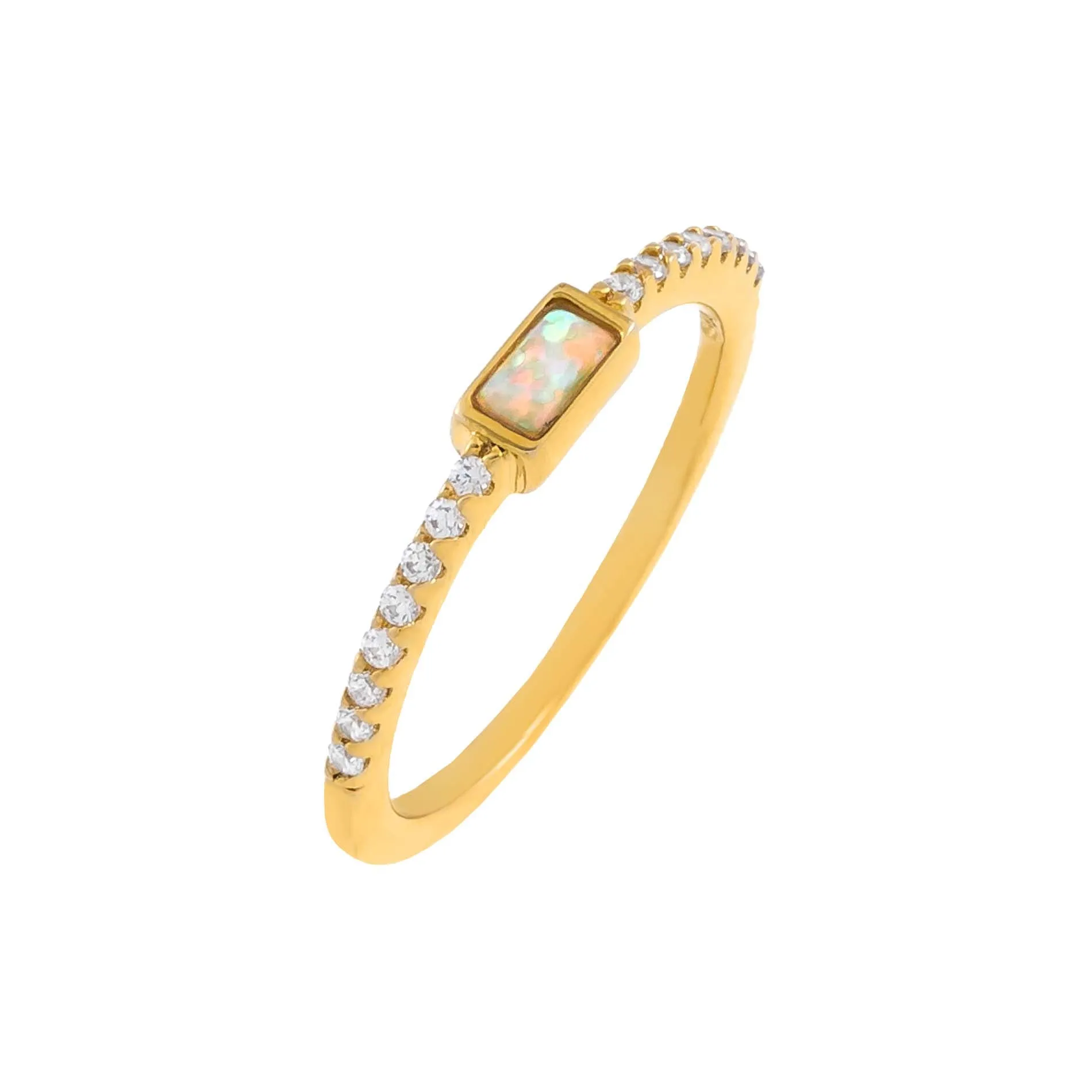 CZ Opal Baguette Ring