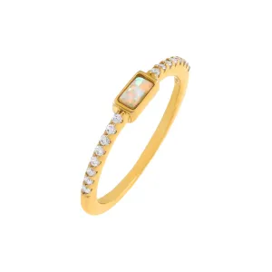 CZ Opal Baguette Ring