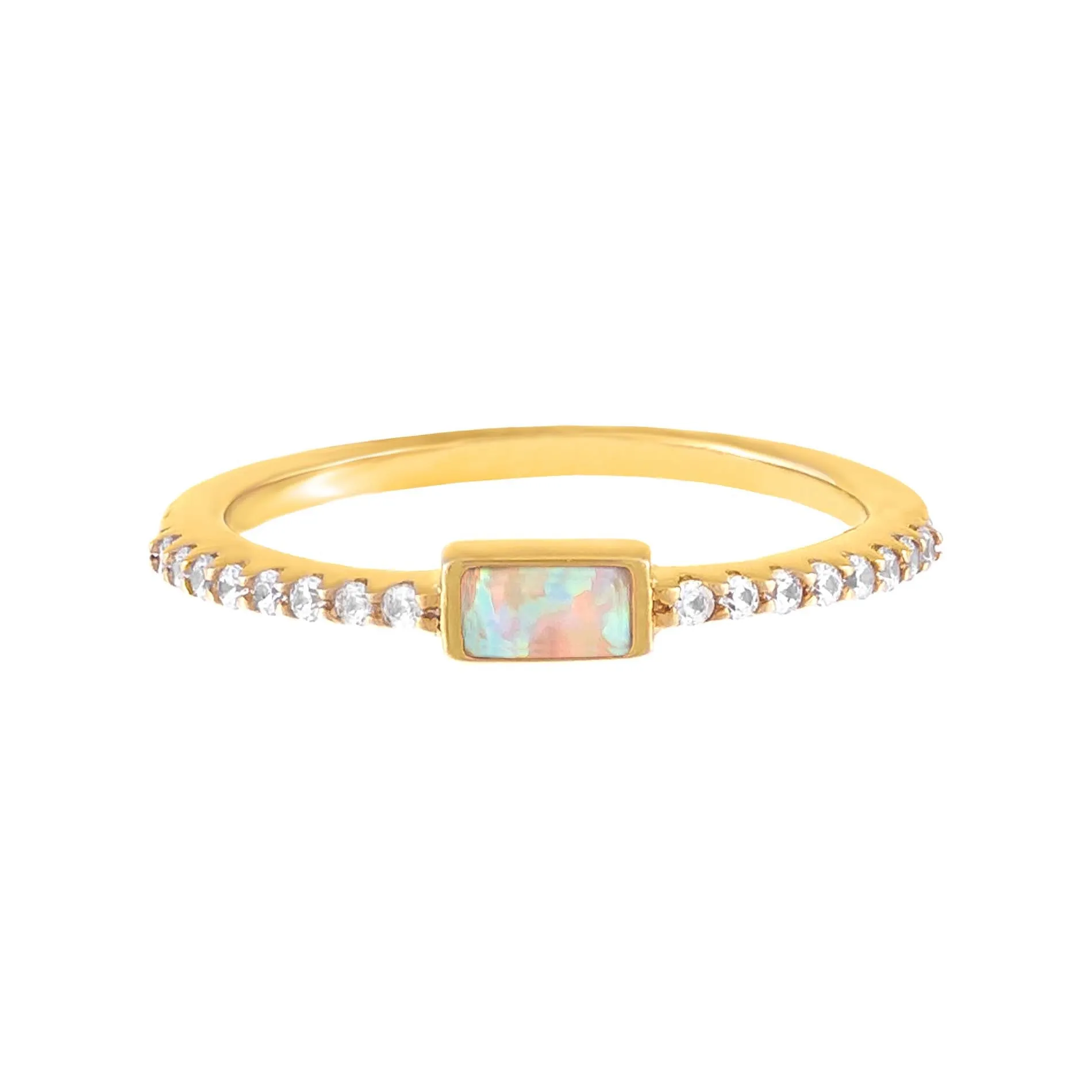 CZ Opal Baguette Ring
