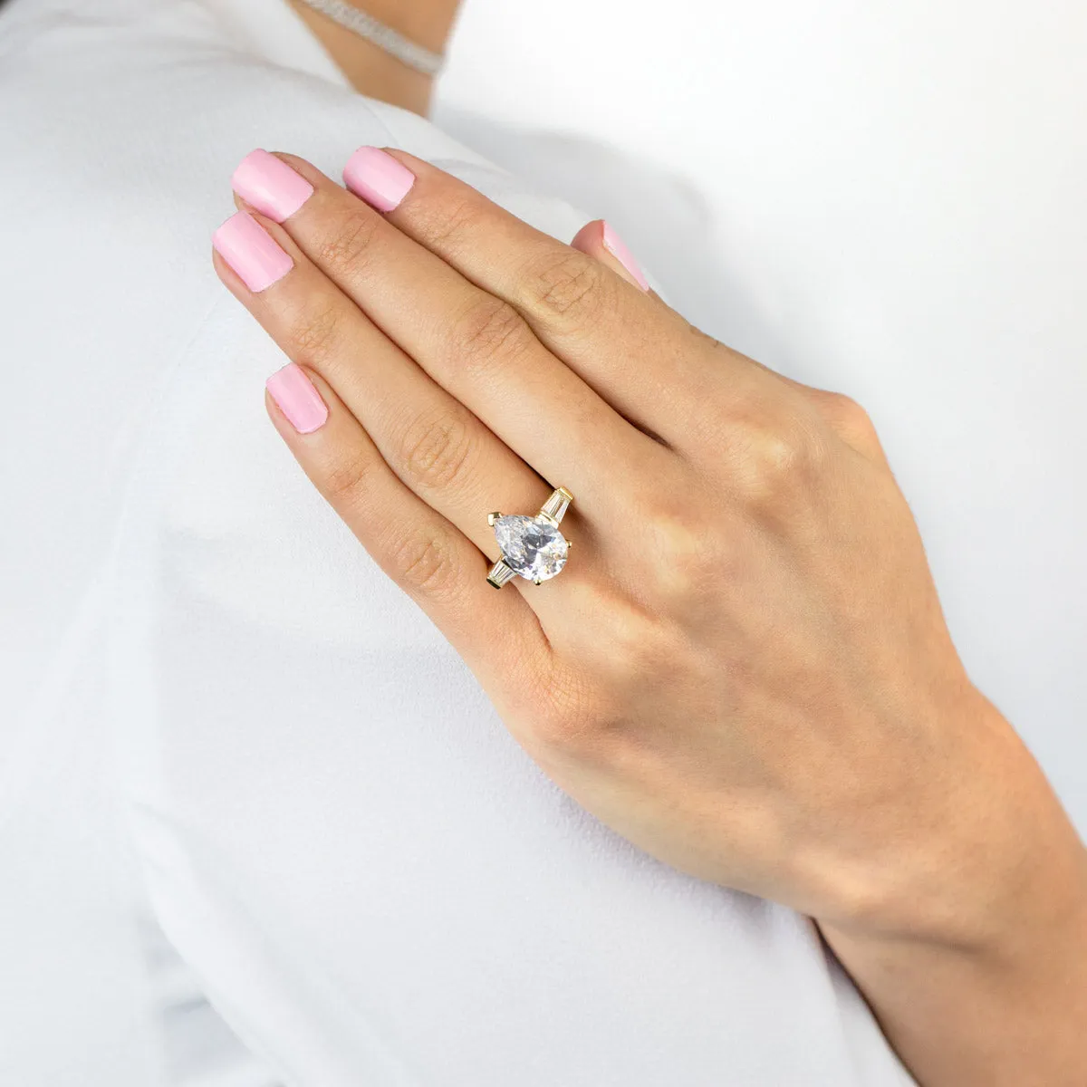 CZ Pear X Baguette Travel Ring