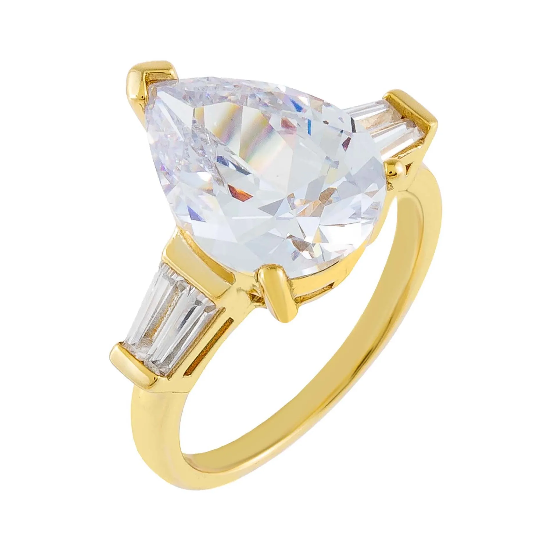 CZ Pear X Baguette Travel Ring