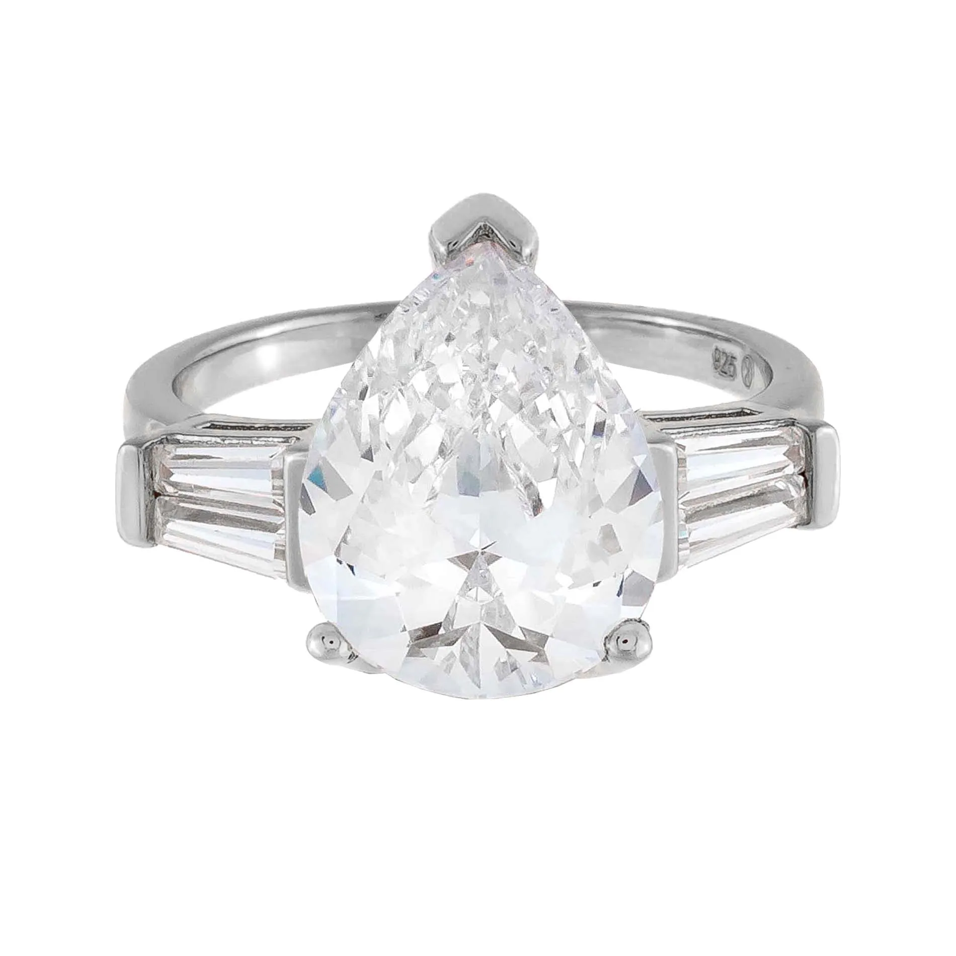CZ Pear X Baguette Travel Ring