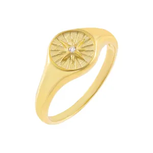 CZ Starburst Signet Ring
