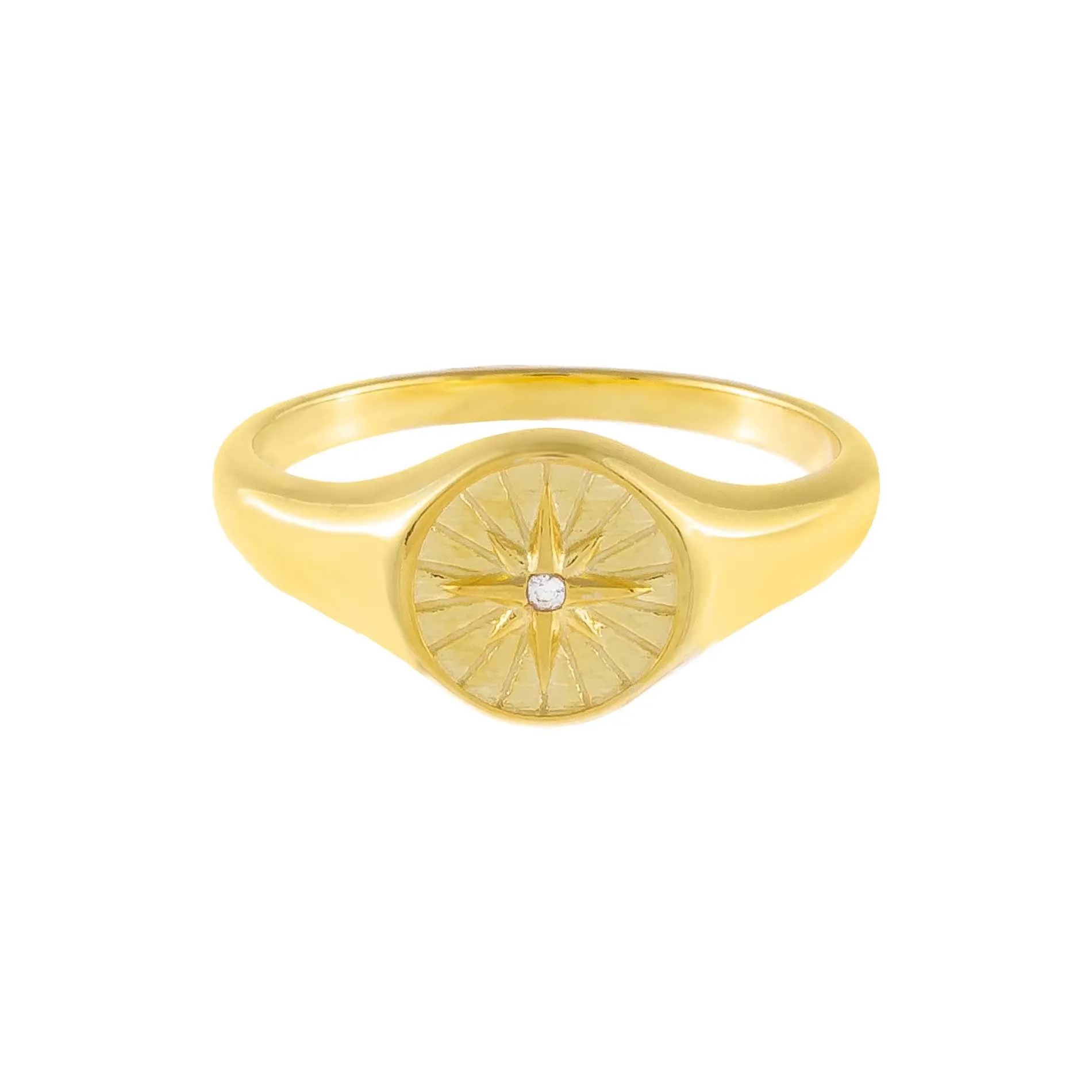 CZ Starburst Signet Ring