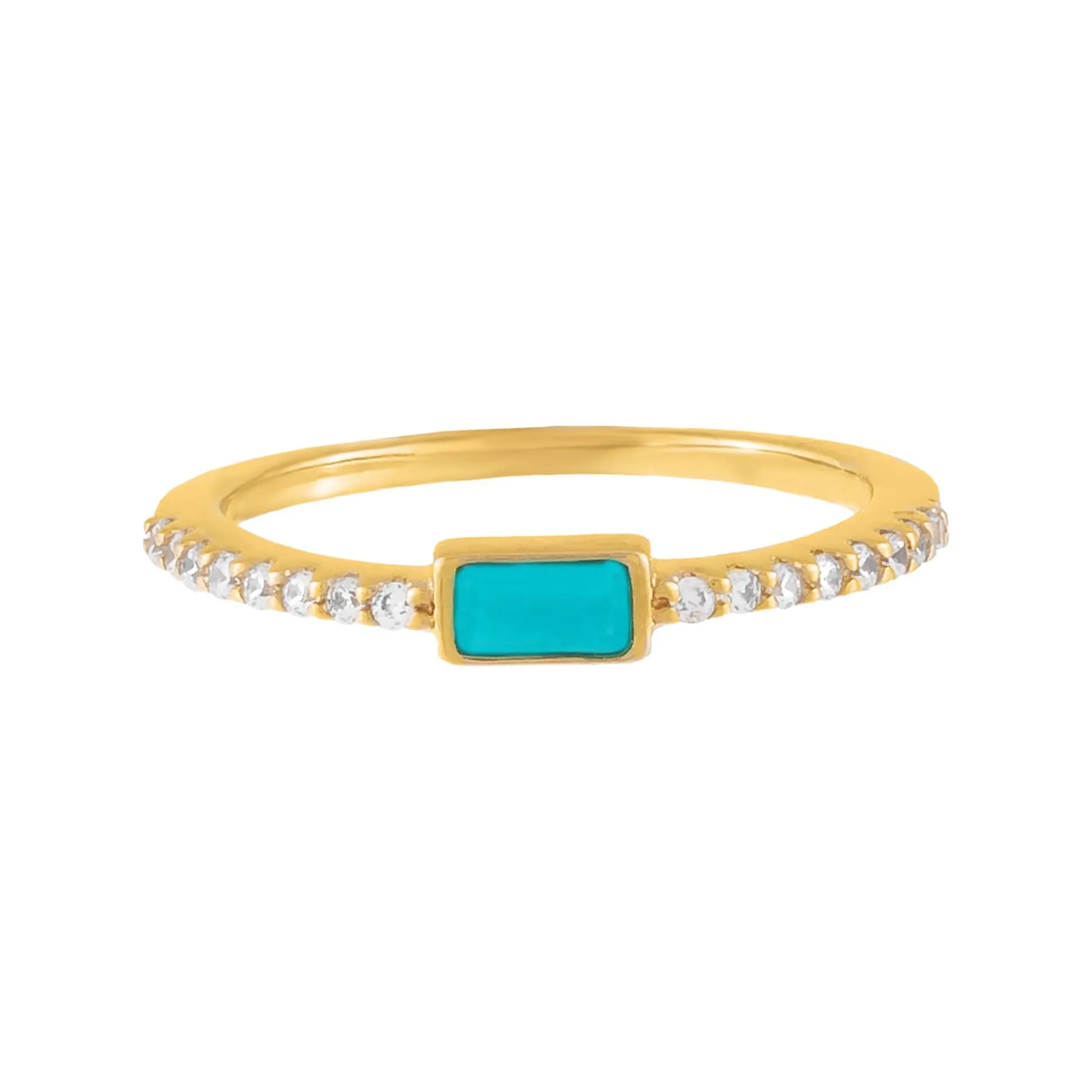 CZ Turquoise Baguette Ring