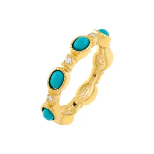 CZ X Turquoise Oval Ring