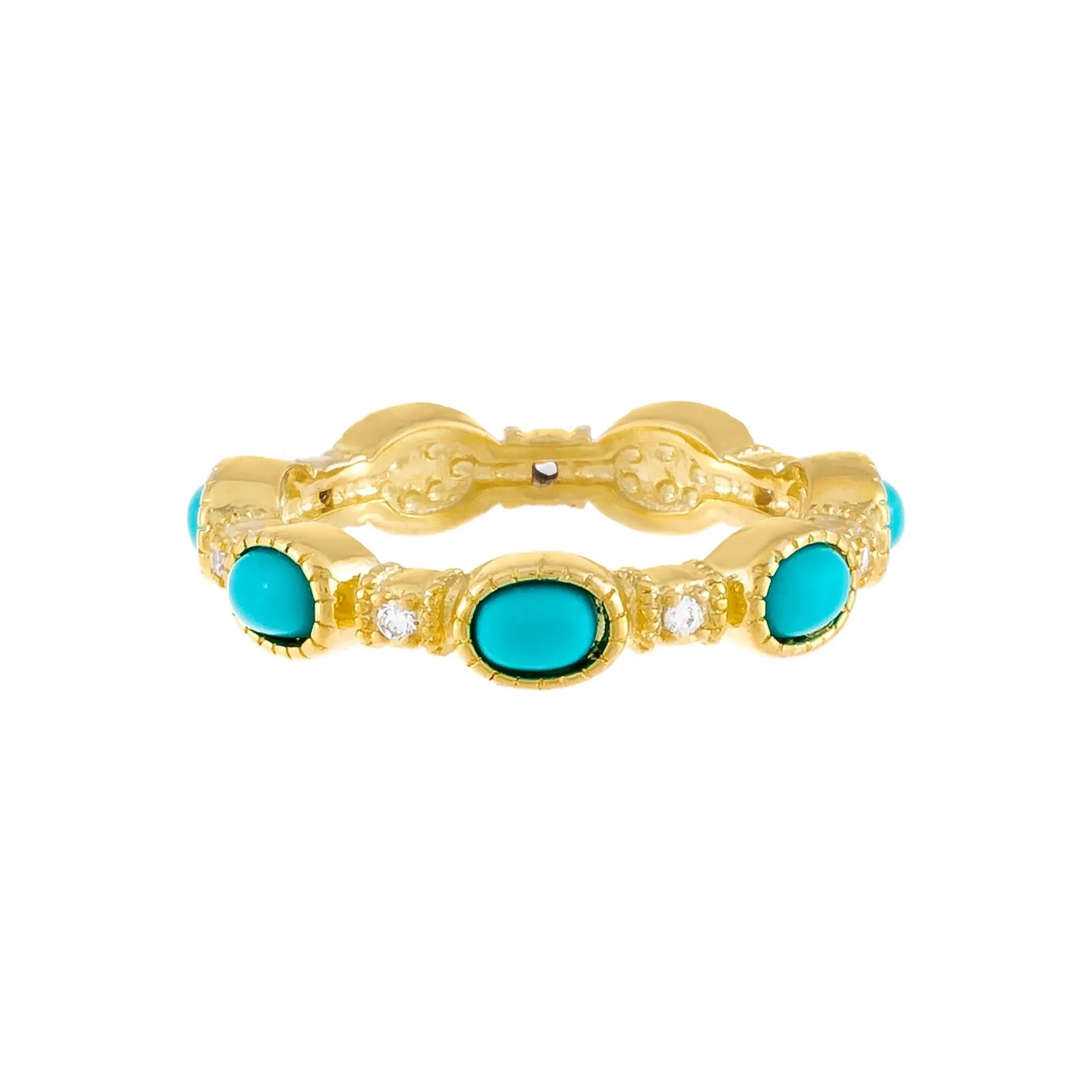 CZ X Turquoise Oval Ring