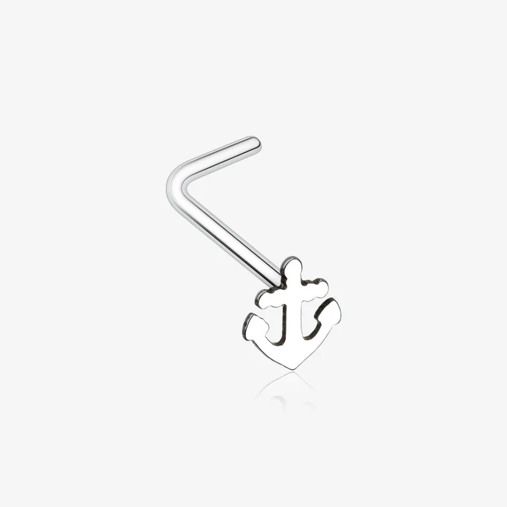 Dainty Anchor Icon L-Shaped Nose Ring