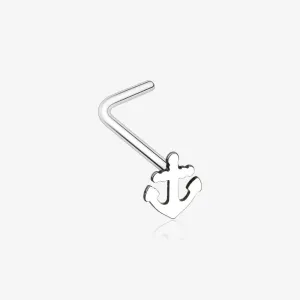 Dainty Anchor Icon L-Shaped Nose Ring