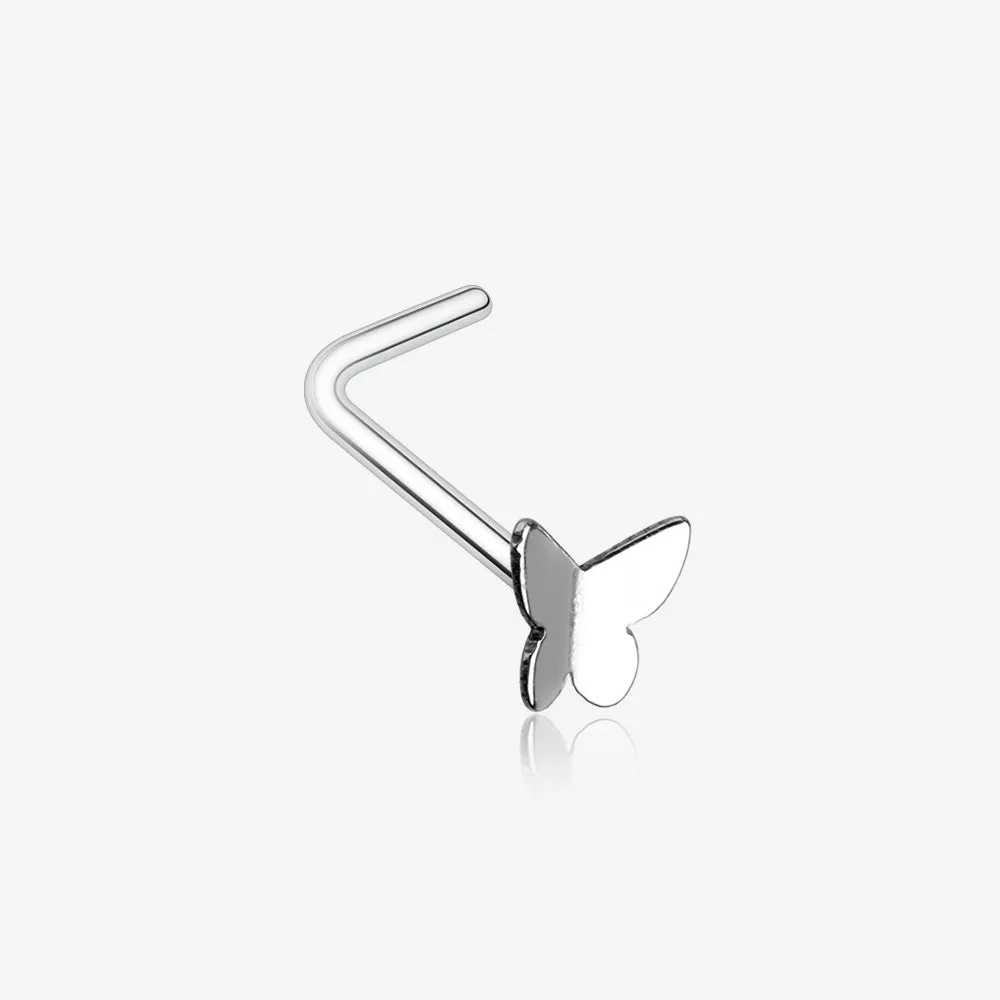 Dainty Butterfly Icon L-Shaped Nose Ring