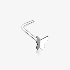 Dainty Butterfly Icon L-Shaped Nose Ring
