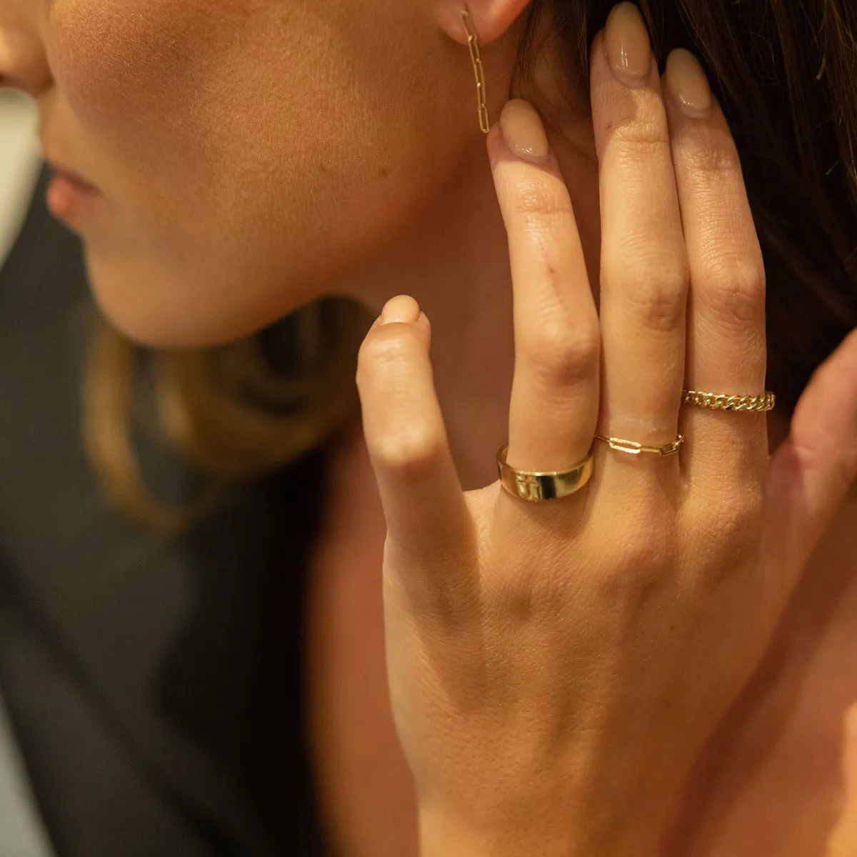 Dainty Chain Breaker Ring 14K Solid Gold