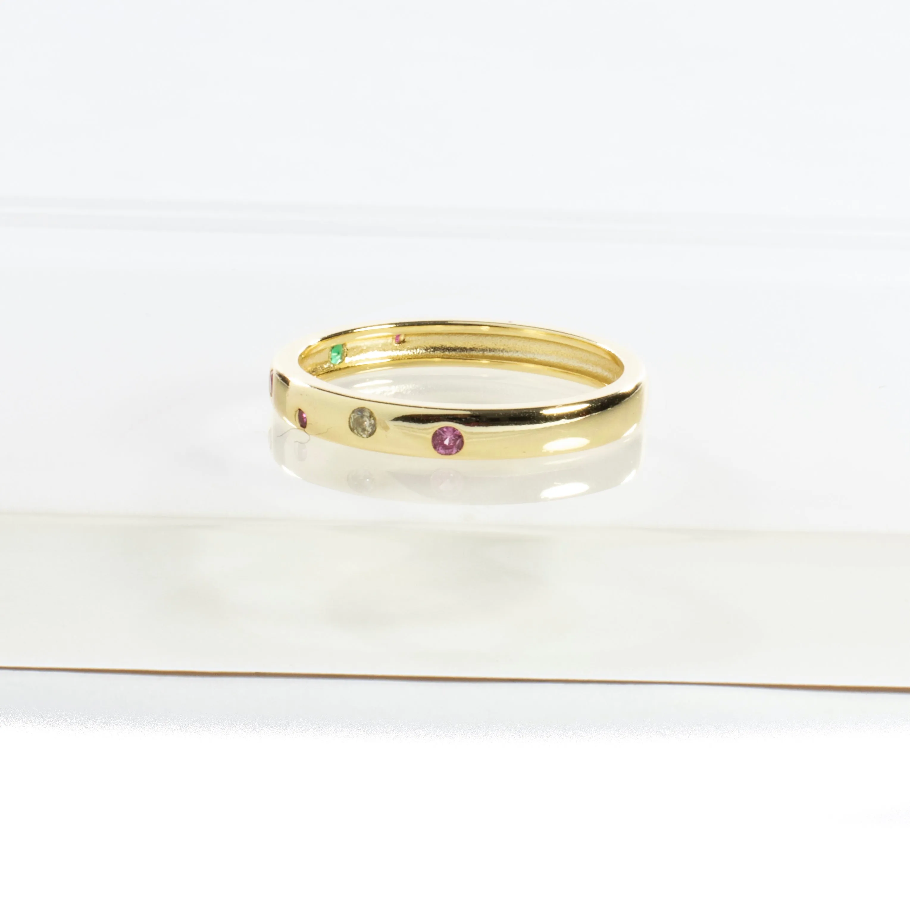 Dainty CZ Rainbow Eternity Ring Band
