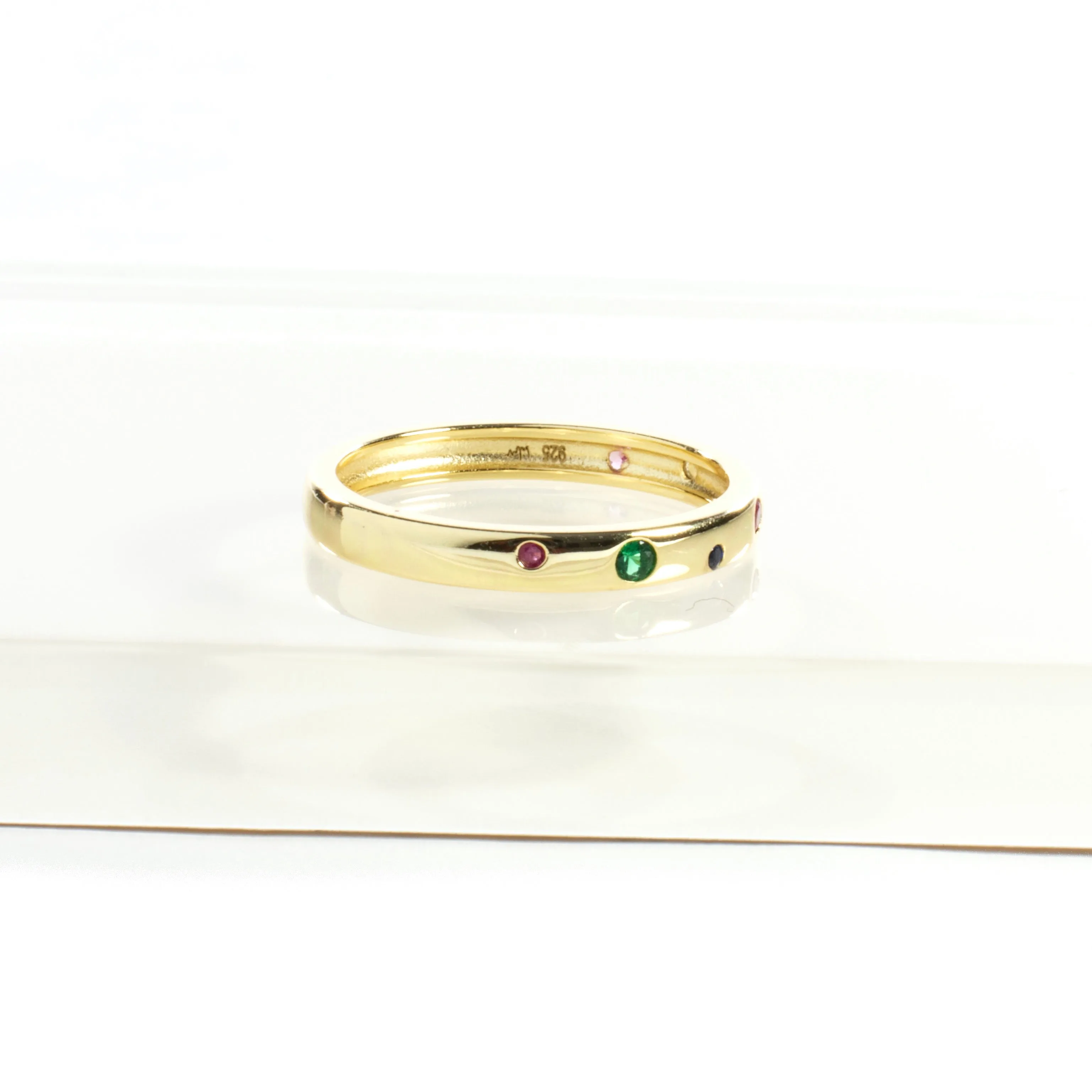 Dainty CZ Rainbow Eternity Ring Band
