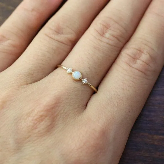 Dainty Fire Opal Ring