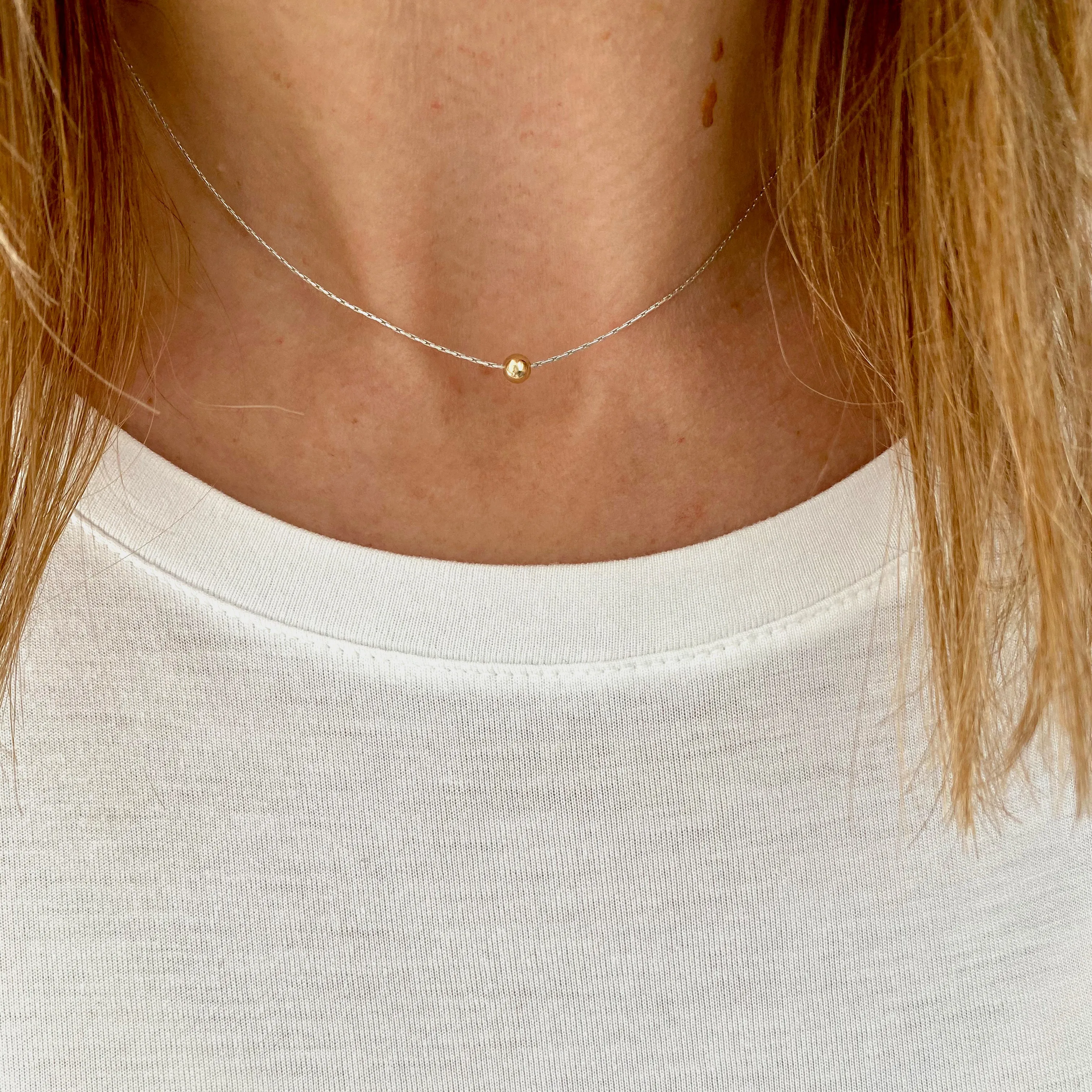 Dainty Gold Bead Necklace