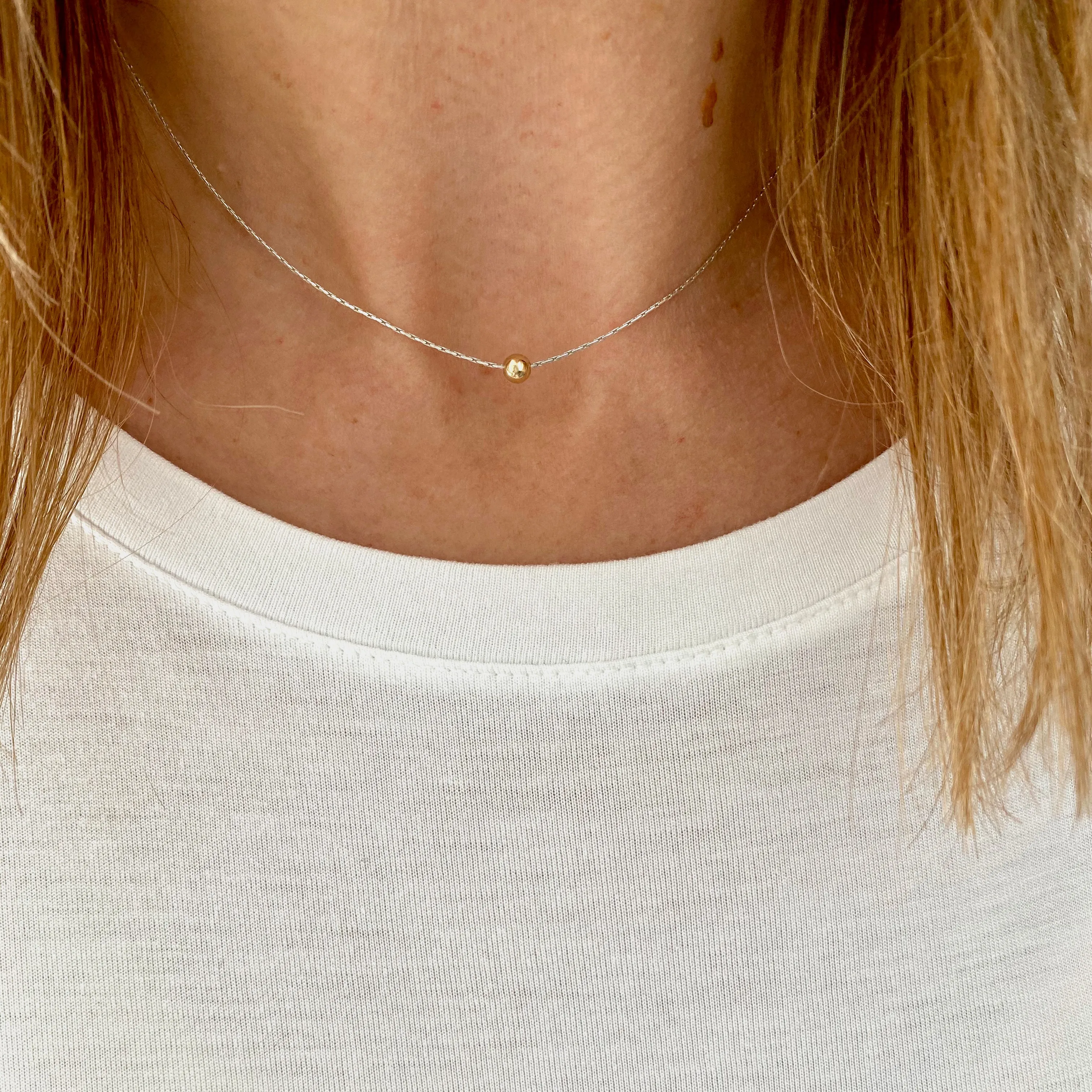 Dainty Gold Bead Necklace
