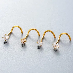 Dainty Heart Star CZ Stainless Steel Nose Piercing Nose Stud