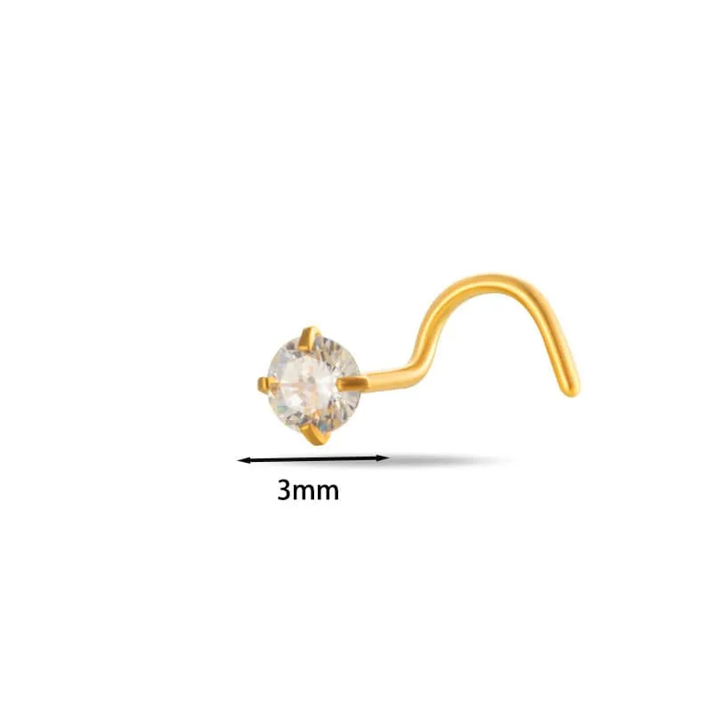 Dainty Heart Star CZ Stainless Steel Nose Piercing Nose Stud