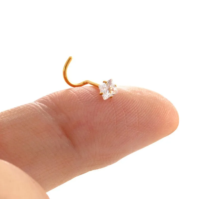 Dainty Heart Star CZ Stainless Steel Nose Piercing Nose Stud