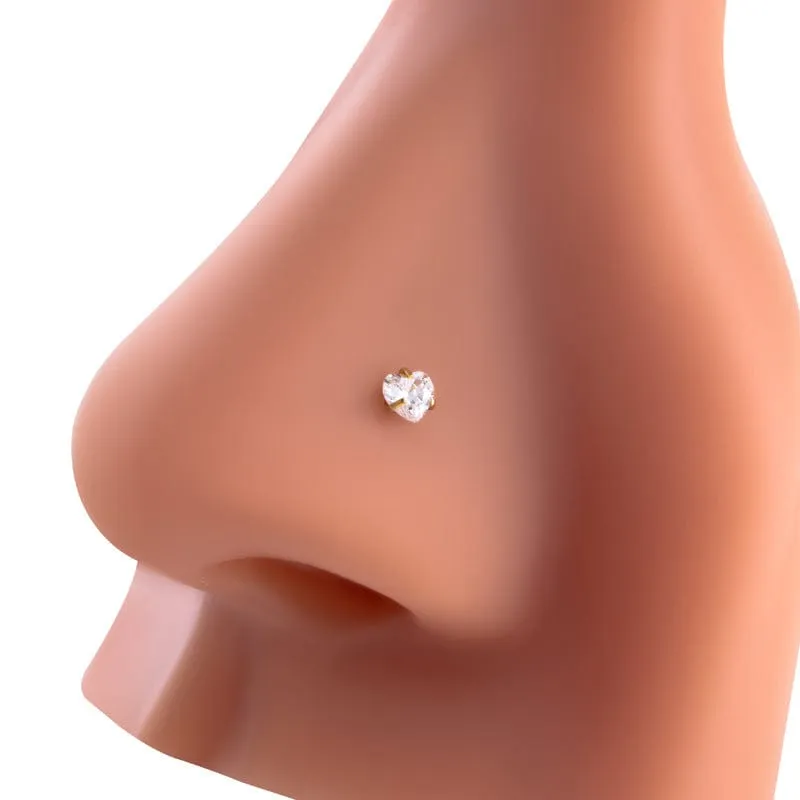 Dainty Heart Star CZ Stainless Steel Nose Piercing Nose Stud