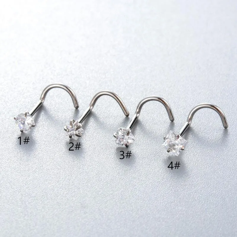 Dainty Heart Star CZ Stainless Steel Nose Piercing Nose Stud