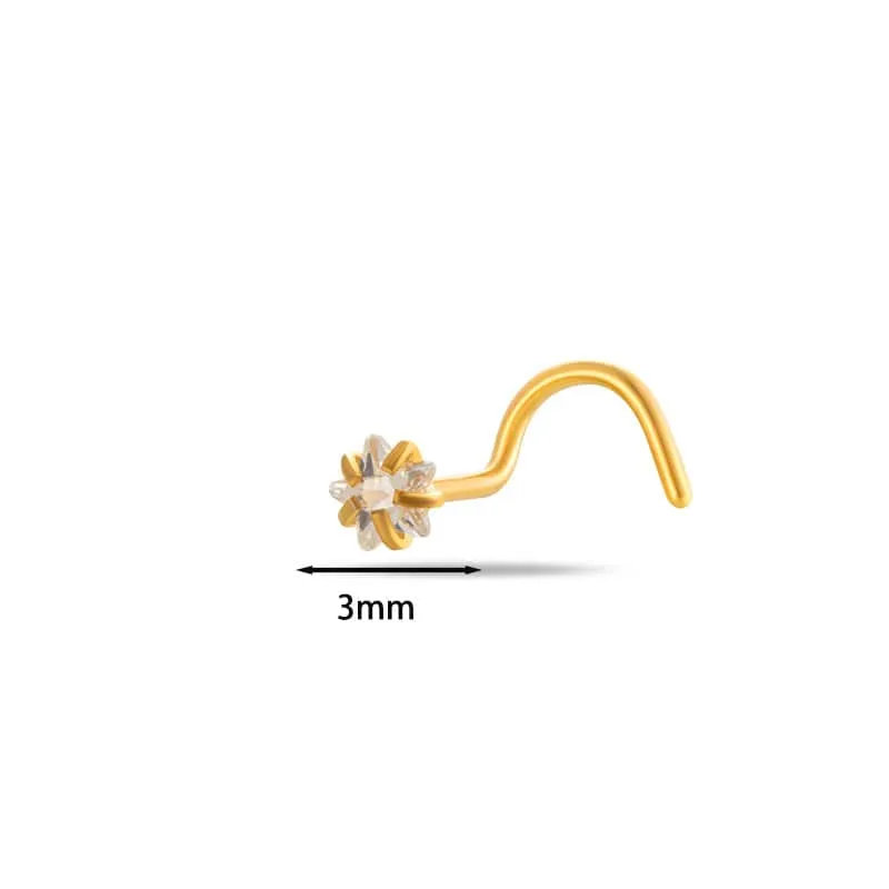 Dainty Heart Star CZ Stainless Steel Nose Piercing Nose Stud
