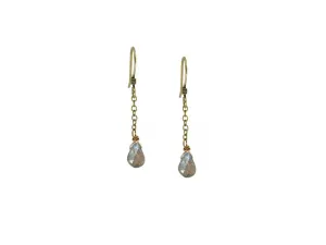 Dainty Labradorite Teardrop Chain Drop Earrings