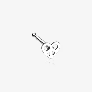 Dainty Pretzel Heart Icon Nose Stud Ring