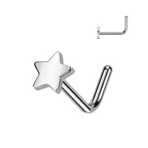 Dainty Star L Bend Nose Stud Titanium