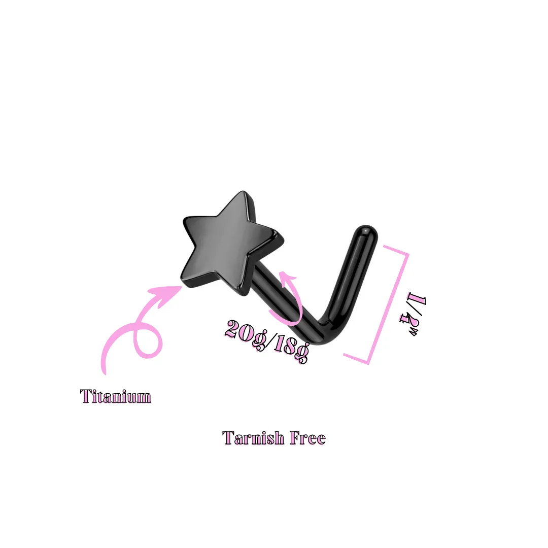 Dainty Star L Bend Nose Stud Titanium