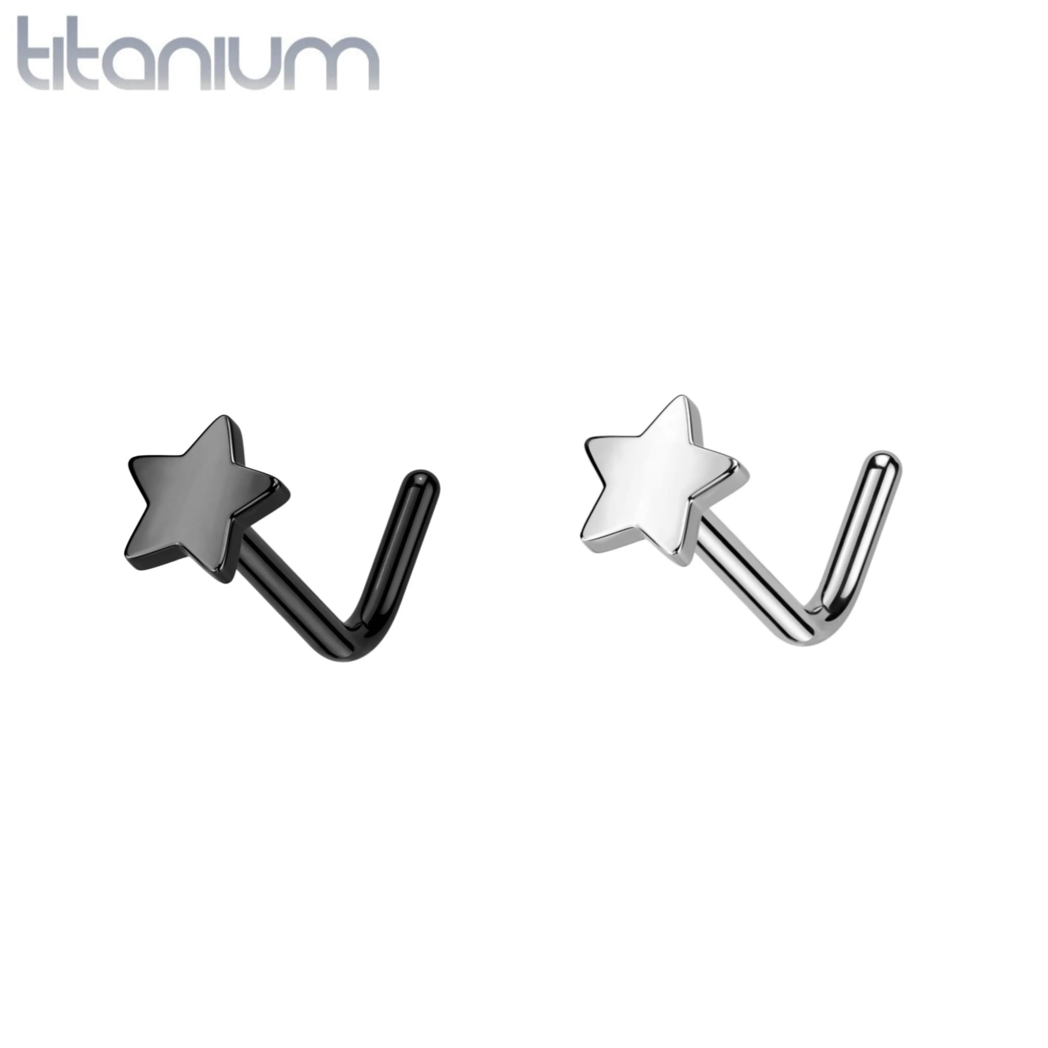 Dainty Star L Bend Nose Stud Titanium