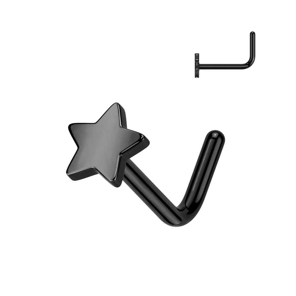 Dainty Star L Bend Nose Stud Titanium