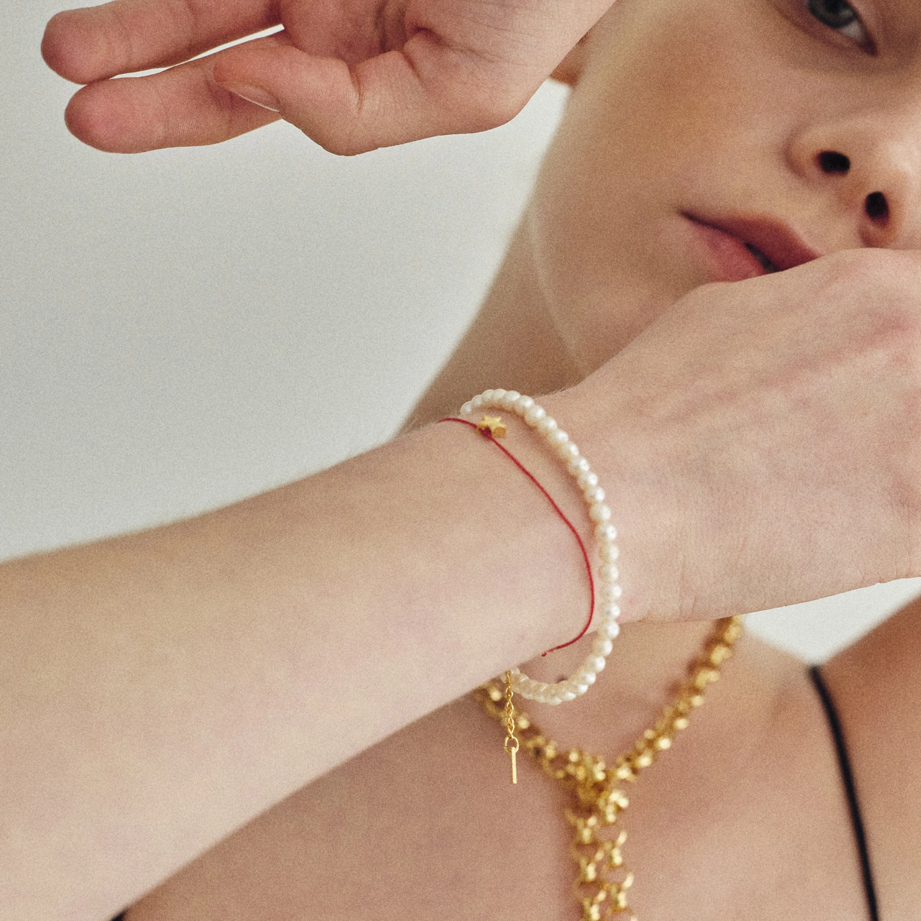 Dainty thread charm bracelet
