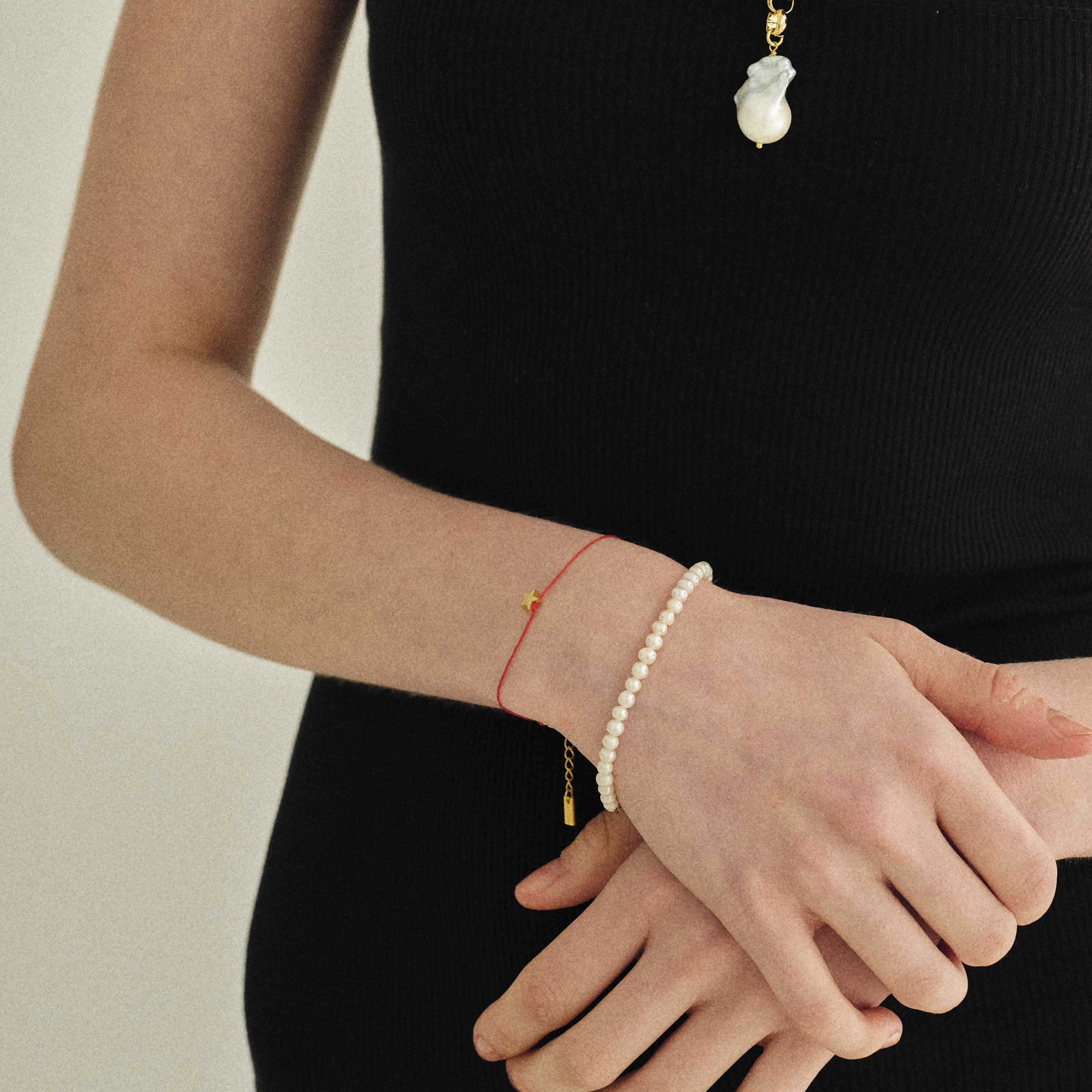 Dainty thread charm bracelet